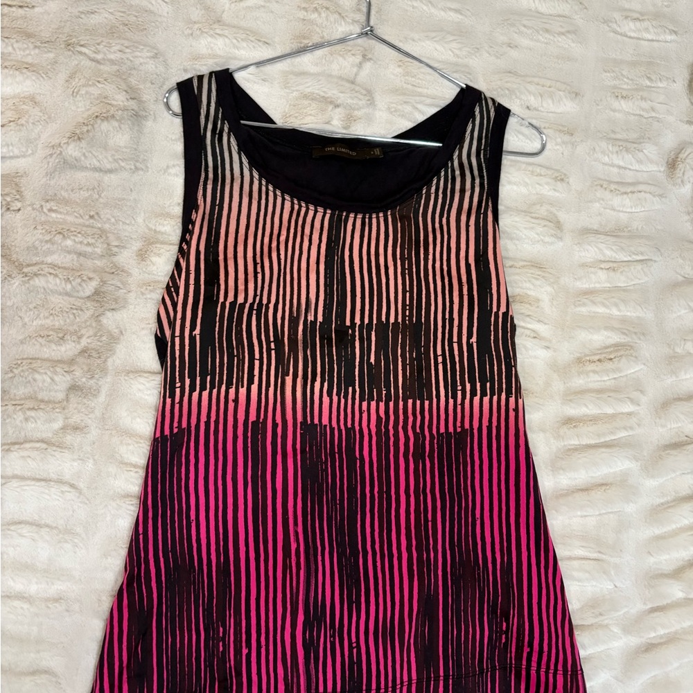 Pink and Black Striped Sleeveless Top